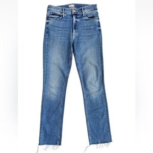 MOTHER Mid Rise Dazzler Ankle Fray Jeans Sz 27 Riding the Cliffside
